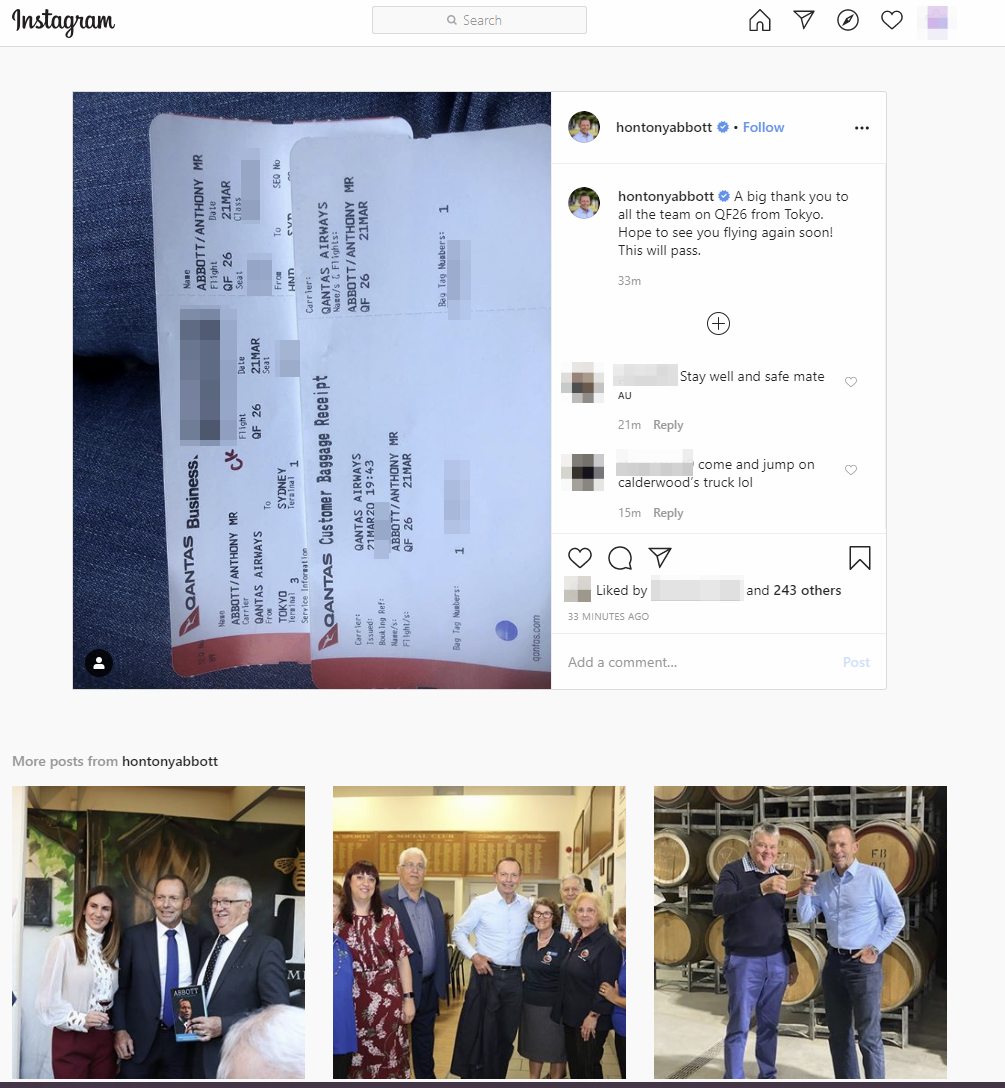 Instagram post showing boarding pass|large