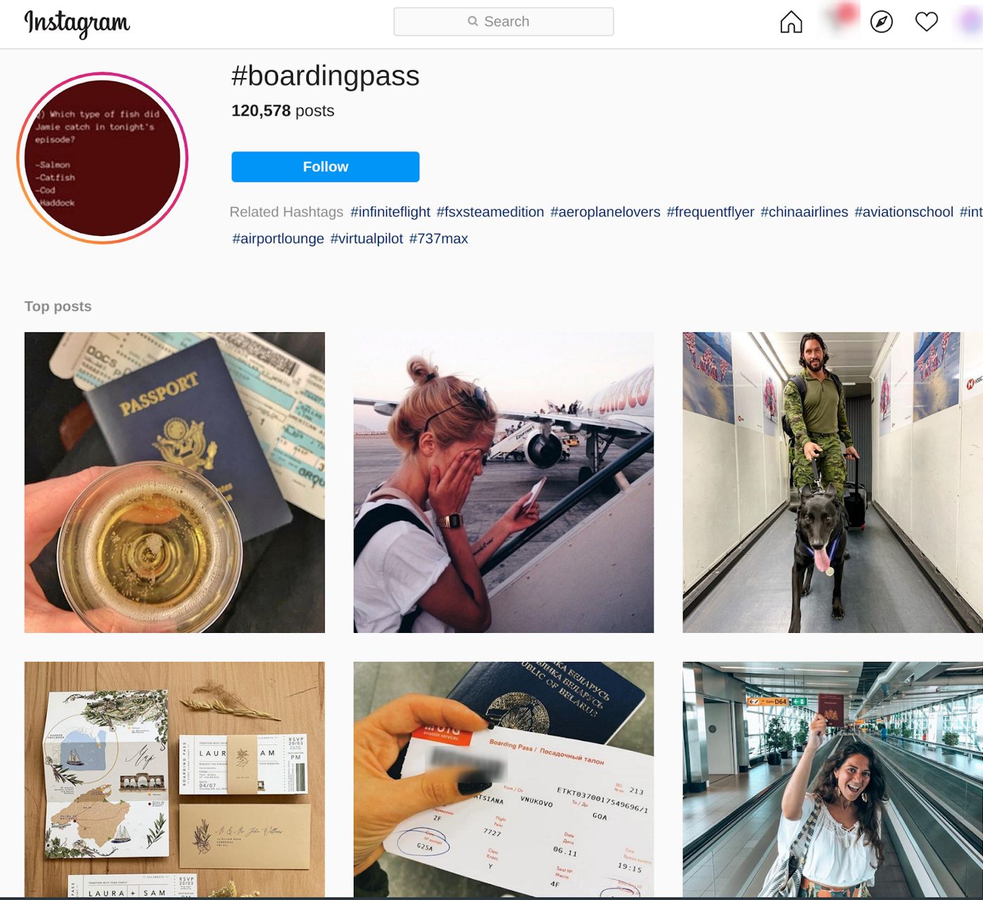 screenshot of #boardingpass on instagram|medium